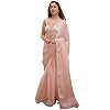 Amazon Brand - Tavasya Women's Baby Pink Jimichu Silk Saree with Elegant Lace Embroidery Work and Satin Blouse Piece – Perfect for Weddings, Parties & Festive Occasions